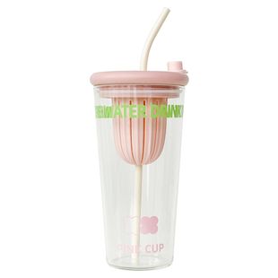 玻璃杯吸管杯子女可爱家用高颜值带茶漏大容量网红果汁杯夏凉杯K