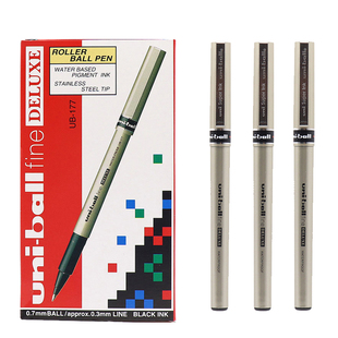 盒装包邮 日本UNI三菱中性笔UB177直液式黑色走珠签字笔0.7mm直液式水笔 三菱UB-177商务办公红色蓝色笔