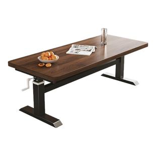 手摇升降茶几客厅家用吃饭餐桌多功能实木出租房茶桌小户型桌子