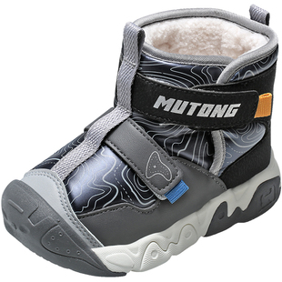 牧童童鞋小童雪地靴冬季新款男童防踢缓震户外鞋加绒保暖女童棉鞋