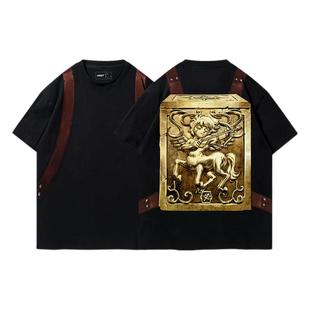 TEE7-圣斗士圣衣背包天马射手双子处女短袖T恤复古怀旧纯棉宽松