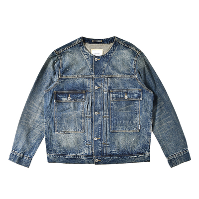 LAPRIMA无领丹宁重磅牛仔衣