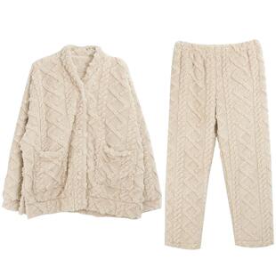 歌瑞尔可外穿时髦柔软法兰绒家居服女加厚保暖珊瑚绒睡衣2026秋冬