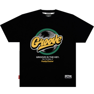 FunkyChoice街舞练功服GROOVE短袖T恤宽松小领口休闲上衣美式复古