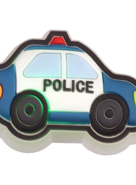 巴仔鱼警车卡通儿童洞洞鞋扣