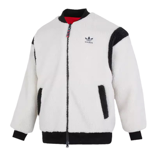 阿迪达斯三叶草男女新年款两面穿羊羔绒夹克运动休闲外套 IX4214