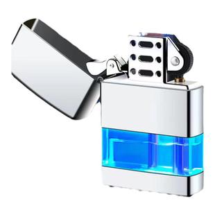 复古砂轮充气明火打火机翻盖朗声LED蓝光透明可视气窗金属耐用潮