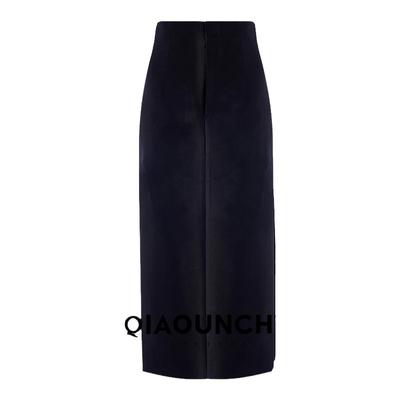 高级感俏云曦羊毛料高开衩半身裙