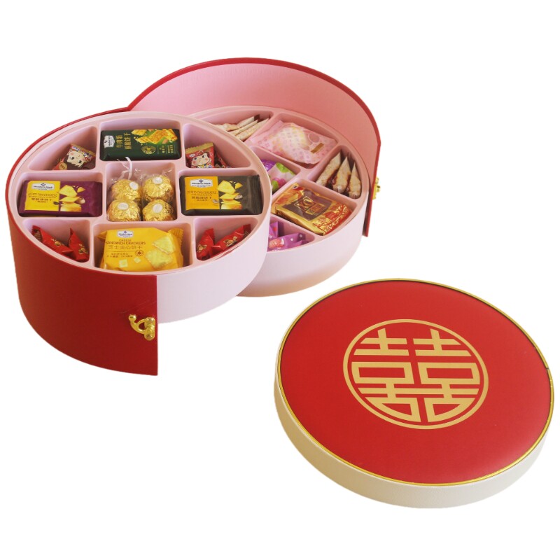 创意双层圆形礼盒结婚成品含糖中式伴手礼中国风回礼山姆喜糖喜饼