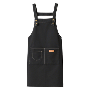 奶茶店围裙定制logo印字女可爱日系韩版家用厨房工作服套装帽子男