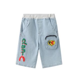 clanc潮牌童装24夏装新款儿童撞色休闲时尚五分裤男童牛仔短裤