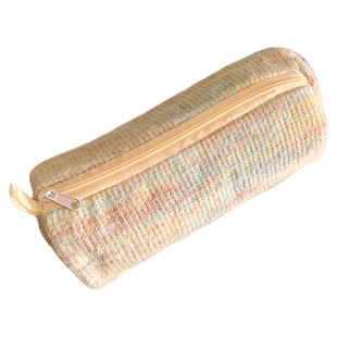 日式小清新圆筒针织笔袋大容量初高中女生文具铅笔盒化妆品收纳包