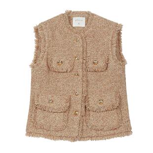 Yifini/易菲美拉德小香风气质百搭宽松马甲女秋冬新短款马夹外套