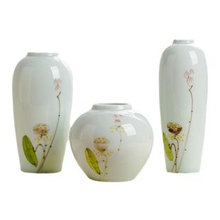 景德镇手绘花瓶禅意陶瓷装饰摆件新中式客厅玄关茶室书房小插花器