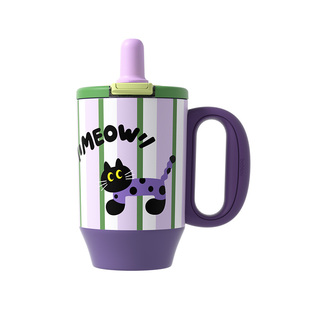 bablov保温杯陶瓷覆层内胆吸管水杯女生高颜值办公室桌面咖啡杯子