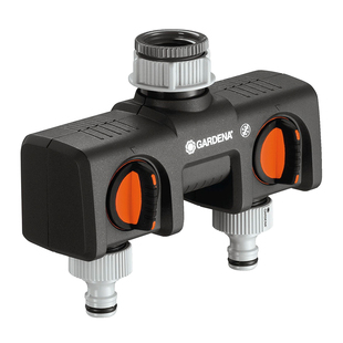 德国嘉丁拿GARDENA 进口双水龙头转接器 家用水源两路分流分水器