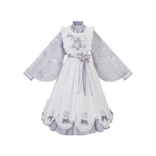 云藏月绣 琴音百合 原创紫色交领连衣裙仙气罩裙汉元素女套装春夏