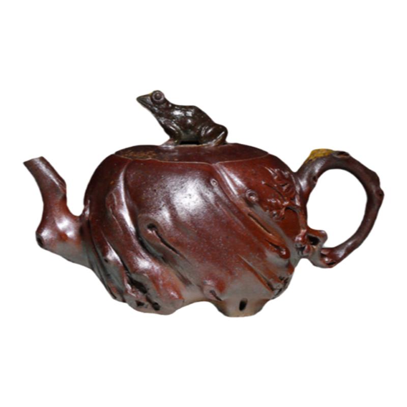 蛙趣全手工精品紫砂壶茶壶花货仿生器茶具复古柴烧窑变