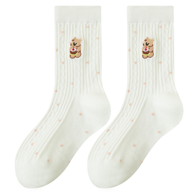 moremoli女士秋冬小狗波点堆堆袜