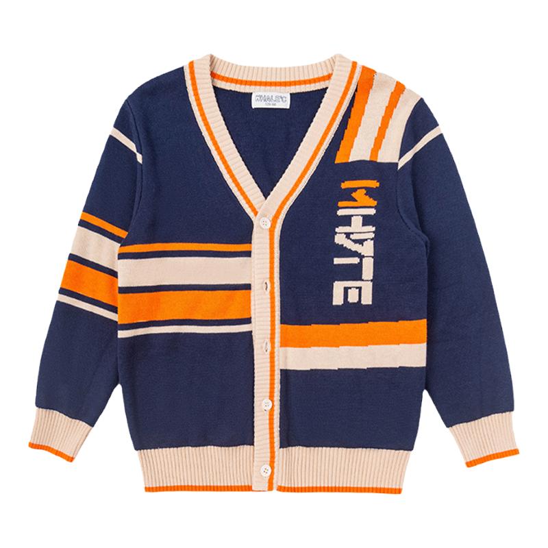 男童开衫毛衣外套2024新款秋冬中大童儿童毛衣英伦风刺绣上衣