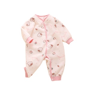 婴儿衣服秋冬季外穿73码66秋款80加绒保暖女宝连体衣宝宝按扣睡衣