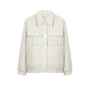 Eland衣恋粗花呢短外套女H型廓形夹克上衣棉衣棉服秋冬款