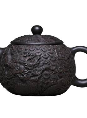 纯手工龙纹西施功夫茶具紫砂壶