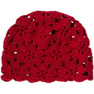 疯帽子 100%羊毛韩版毛线帽女秋冬季手编镂空针织帽复古包头帽25