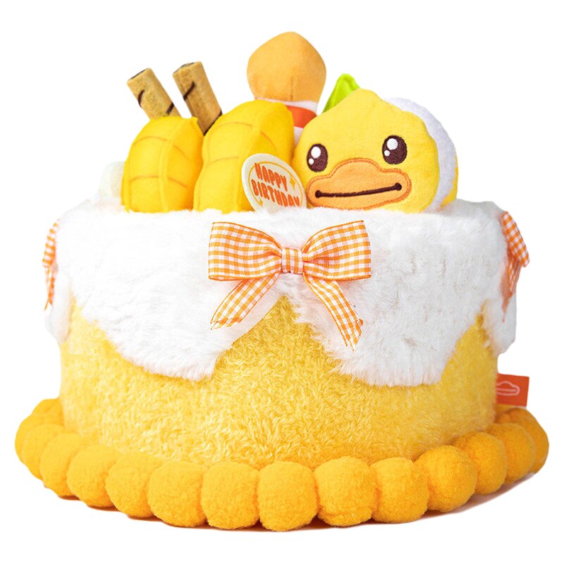 B.Duck小黄鸭毛绒生日蛋糕玩偶