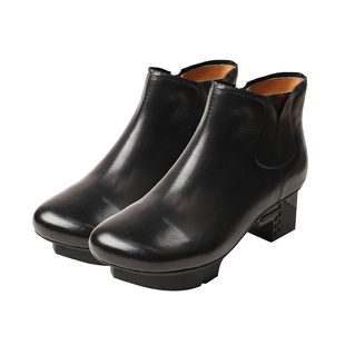 相伴真皮短靴女2025新款秋冬新款宫廷风妈妈切尔西女皮靴百搭女靴