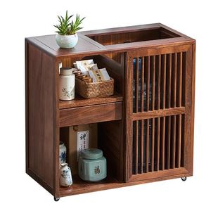 胡桃木茶水柜可移动烧水壶一体泡茶台茶车带轮茶边几实木功夫茶桌