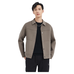 【双面羊毛】古鲨卡其毛呢外套男商务休闲翻领短款夹克2025冬