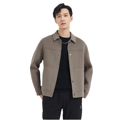 古鲨冬装翻领修身羊毛毛呢外套