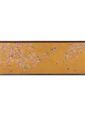 事事如意客厅装饰画新中式沙发墙背景挂画手工纂刻柿子彩烧黄铜画