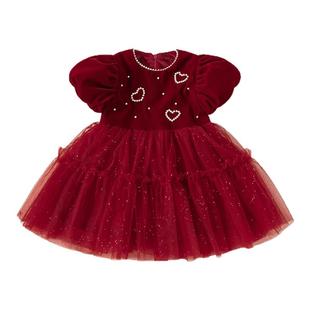 贝贝城女童连衣裙2025秋冬新款周岁女宝礼服冬季儿童超好看公主裙