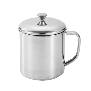 304不锈钢口杯带手柄水杯 商用带盖杯子茶缸幼儿园儿童防摔小水杯