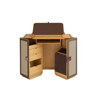 卧室现代轻奢实木硬包皮革可折叠马鞍皮收纳化妆柜多层储物装饰柜