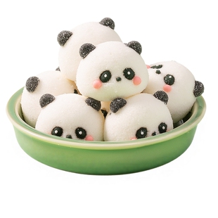 熊猫棉花糖蛋糕装饰摆件抹茶味巧克力棒围边手指饼干生日甜品插件