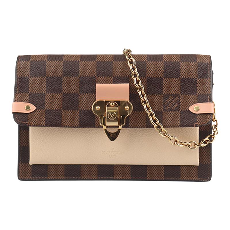【自营】中古9新LOUIS VUITTON(路易威登)链条包米色棋盘格斜挎包