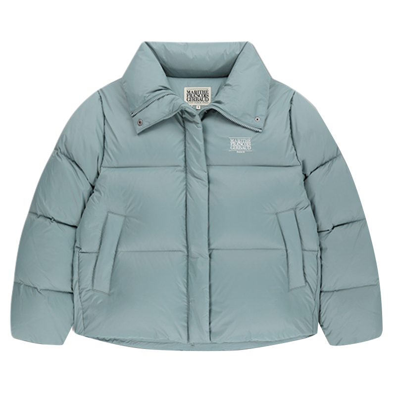 MARITHE女士宽领羽绒服 高领防风保暖经典LOGO刺绣外套2025年秋冬