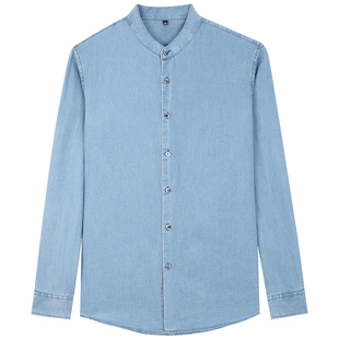 Mind Bridge男士圆领牛仔长袖衬衣2026年春新款复古通勤休闲衬衫