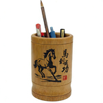 井冈山特产天然圆形竹笔筒办公室桌面收纳轻奢高级感中式笔筒定制