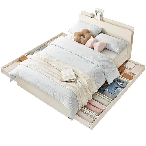 政府补贴全友家居现代简约1米8双人大床卧室收纳储物1米5单人床