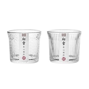 初雪玻璃杯子ins高颜值日式锤纹喝水杯家用套装竖茶杯品茗杯酒杯