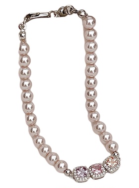 优雅气质曼塔玫瑰色珍珠方糖手链