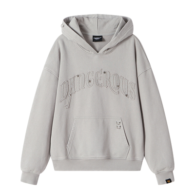 薛之谦dsp复古贴布连帽卫衣