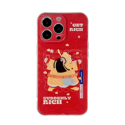 趣壳原创苹果双层印花财神手机壳