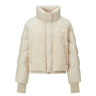 千仞岗短款立领加厚羊羔毛拼接小个子羽绒服美拉德面包服