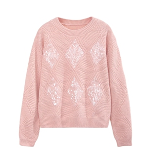 科尚2025冬装新款毛衣女时尚亮片洋气宽松外穿套头显瘦针织衫上衣