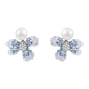 花朵珍珠款螺旋耳夹女士法式气质无耳洞耳环小众独特可爱甜美耳饰